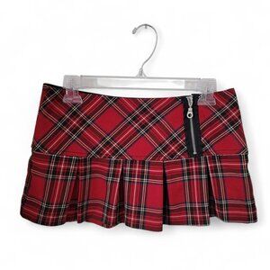 Wet Seal Size S Red Plaid Schoolgirl Micro Mini Skirt, Excellent Used Condition